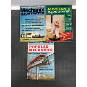 3 Vintage Mechanix Illustrated & Popular Mechanics Magazine 1963, 1965 and 1972